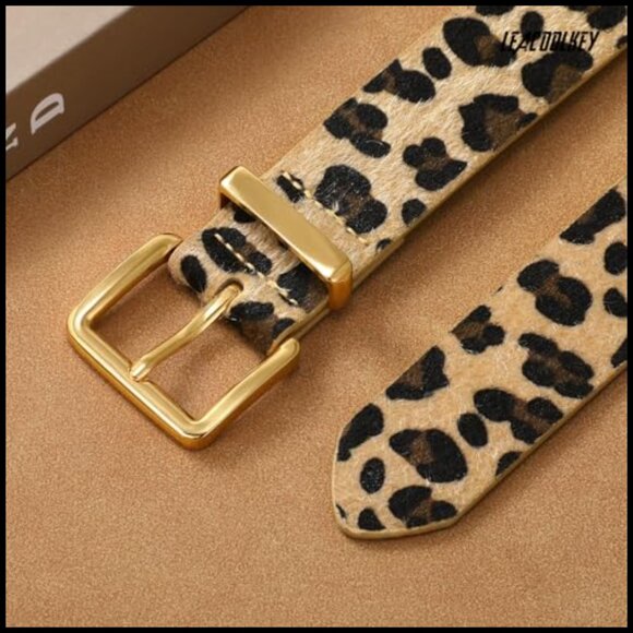 Faux Suede Leather Belt with Gold Buckle for Jeans Dresses main image 4